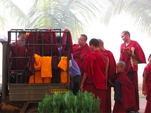 monks arriving